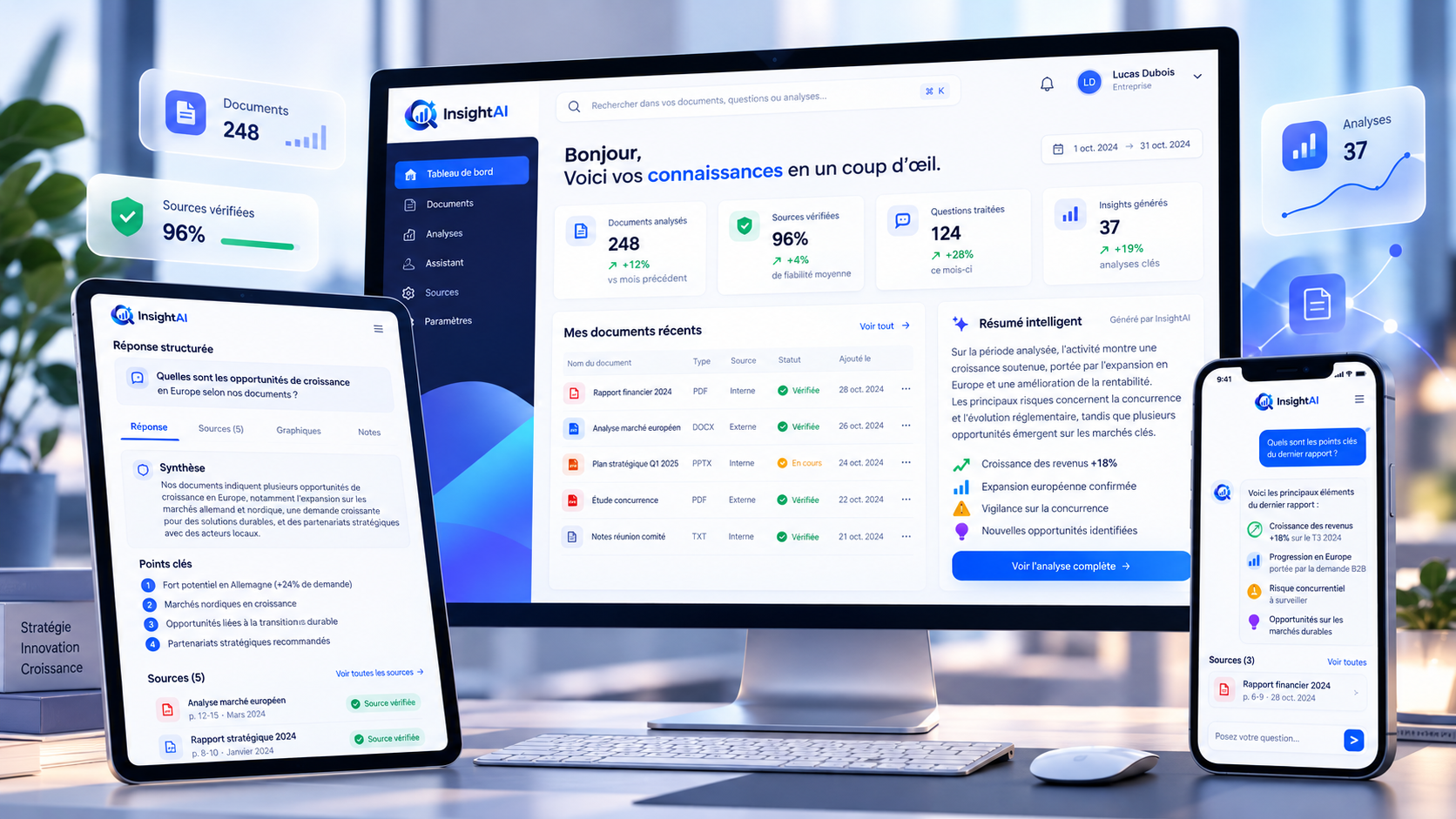 Aperçu de la plateforme InsightAI